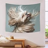 KSIMOVERN 3D Druck Shih Tzu. Wandteppiche Poster Ornament Wandbehang Wandteppich Wanddeko Wandbehang...