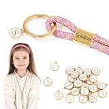 Schulkind Geschenk Personaliesiert Schlüsselband Geflochten Lanyard mit A-Z Buchstaben Anhänger...
