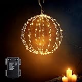 da LIGHT Weihnachtsbeleuchtung Außen Batterie – Hängende LED Kugellichter Ø30 cm mit 140 LEDs,...