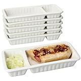MamboCat 6er Set Frikandelschalen weiß aus Porzellan I (LxBxH) 20x9,5x3,3cm I Servierschalen mit 2...