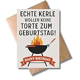 WBdesignz Grill-Geburtstagskarte mit Spruch „Echte Kerle wollen keine Torte zum Geburtstag!“ -...