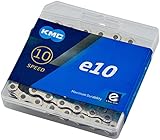 Fahrrad Kette, KMC Fahrradkette, e10 Silver, 1/2' x 11/128', 122 Glieder, 10-fach, silber