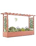 Hochbeet mit Rankgitter - 114,3 cm hoher erhöhter Holz-Pflanzkasten mit seitlichen Stützen,...
