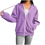 HSD Damen Reißverschluss Sweatshirt Langarm Pulli Outwear Jacken Sweatjacke Kapuzenpullover,...