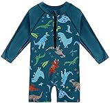 Baby Langarm UV Shirt mit Reißverschluss UPF 50+ Rundhals Badebekleidung Dinosaurier 6-12 Monate