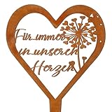 Fiada Wetterfest Grabstecker Herz Grabschmuck Trauerdekoration Metall Stahl Rost Grabstecker mit...