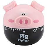 Cartoon-Schwein-Timer, Mechanischer Timer aus ABS-Material Zum Kochen von 1 Bis 55 Minuten (PINK)