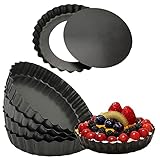 Tassety Mini-Tarteformen mit abnehmbarem Boden, rund, antihaftbeschichtet, robust, geriffelt, 6...
