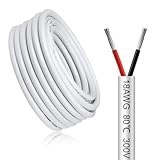 5 Meter 18AWG 2x0,75mm² Elektrischer Kabel, 2 Adriges Kabel 5V/12V/24V/300V Weiß Verzinntes...