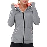 AMZSPORT Damen Laufjacke Sportjacke Langarm Trainingsjacke Sweatjacke mit Tasche Für Yoga Fitness...
