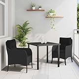 Yunovire Garten Essgruppe mit Kissen, 3-teilig Schwarz Poly-Rattan, Outdoor Patio Dining Set für...
