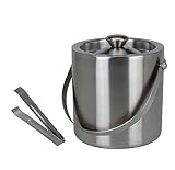 Eleganter Eiskühler aus Edelstahl mit Deckel und Zange Silber