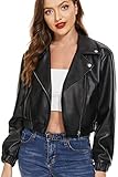 Fahsyee Damen Kunstlederjacke, Motorrad Übergröße Moto Biker Lederjacke Reißverschluss Mantel...