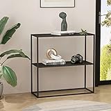 [en.casa] Konsolentisch Strömstad mit Ablage Metallgestell Flurtisch Beistelltisch 80x80x26cm für...