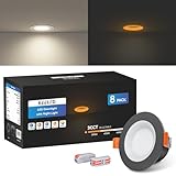 KEELED Einbaustrahler LED Schwarz mit Nachtlicht, LED Spots 230v, 6W, 3000K/4000K/6000K Wählbar,...