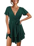 Beluring Kleid Damen V Ausschnitt Wickelkleid Hohe Taille Sommerkleid Stufenkleid Abendkleid...