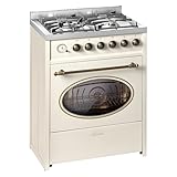 Gurari Standherd 60 cm mit Elektro-Backofen E 614 Cr, Creme, freistehender Herd im Retro Design, 4...