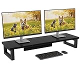 OYRREU Bildschirmerhöhung 2 Monitore, 91x26cm Monitor Erhöhung Schreibtisch Monitorständer...