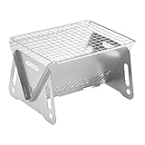 Tragbarer Campinggrill, tragbarer BBQ-Grill - Barbecue Holzkohlegrillrost | Edelstahl-Holzkohlegrill...