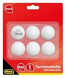 Idena 7440022 - Tischtennisbälle 6 Stück in weiß, Durchmesser 40 mm nach ITTF...