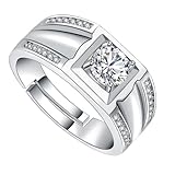 Gatuida Eleganter Herrenring Kupfer mit Weißem Verstellbarer Fingerring Modischer Siegelring für...