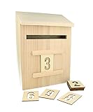 Artemio 14002293 Adventskalender zum Dekorieren Briefkasten Holz 20 x 9,5 x 28 cm