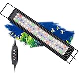 Aquarium LED Beleuchtung, Vollspektrum Aufsatzleuchte Aquarium Lampe mit Timer, 10 Helligkeitsstufen...