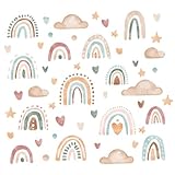 Regenbogen Wandsticker, mit Herzen Wandaufkleber, Boho Wandtattoo, Wandtattoo für das Kinderzimmer,...