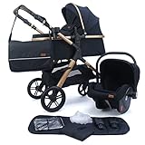 Pixini Kinderwagen Nelio 3in1 Kombikinderwagen, inkl. Babywanne & Buggy & Auto-Babyschale &...