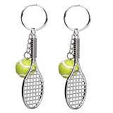 EQLEF Schlüsselanhänger Metall Tennis Schläger Schlüsselring Keychain Tennisball (2 Pcs)