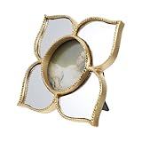 BESPORTBLE Nordischer Vintage Hängespiegel mit Reliefrahmen Kleiner Goldfarbener Schminkspiegel...