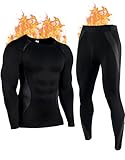 YESWEL Thermounterwäsche Herren L, Winter Skiunterwäsche mit Innenfleece, Funktionsunterwäsche...