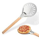 QOUBNIC Perforierte Pizzaschaufel, 7 Zoll Aluminium Rund Pizzawender mit Abnehmbarem Griff,...