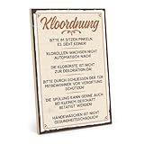 TypeStoff Holzschild mit Spruch – KLOORDNUNG – im Vintage-Look mit Zitat als Geschenk und...