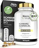 Bio Schwarzkümmelöl Kapseln kaltgepresst & naturbelassen - 180 vegane Flüssigkapseln - 1000mg...