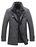 Lavnis Herren Warm Wollmantel Stehkragen Wintermantel Kurzmantel Winter Jacke Business Freizeit...