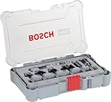 Bosch Professional 6tlg. Rand- und Kantenfräser Set (für Holz, für Oberfräsen mit 1/4 Zoll...