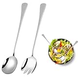AONAYO Besteckset Salatbesteck 28 cm EsslöFfel Und Salatbesteck Edelstahl Hochglanzpoliert...