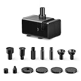 Biling Springbrunnenpumpe mit 10 Düsen, 300 l/h DC Teichpumpe zur Verwendung mit 6V-10V Solarpanel...