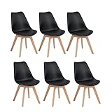 H.J WeDoo 6 x Wohnzimmerstuhl Esszimmerstuhl Bürostuhl mit Massivholz Buche Bein,Retro Design...