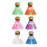 Luckxing Badminton Federball, 6 Stück Regenbogen Kunststoff Badminton Nylon Federbälle Badminton,...