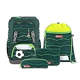 Step by Step GIANT Schulranzen-Set „Soccer Star“, 5-teilig, grün, ergonomischer Tornister mit...