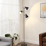 EDISHINE Stehlampe Wohnzimmer 163cm, 3-flammige Standleuchte Schwarz, Schwenkbare Stehleuchte...