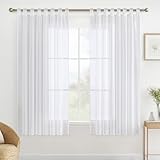 MIULEE Gardinen Schlaufenschal 2er Set Vorhänge Transparente Schlaufen Gardine Weiss aus Voile...