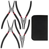 VFANDV Sprengringzangen Set, 4 Stück Sprengringzangen mit Tasche Gebogene Gerade Innere Externe...