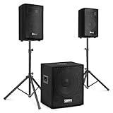 Vonyx VX1015BT Mobile PA Anlage Komplettset, PA Anlage Aktiv mit Bluetooth Komplettset, 1000 Watt DJ...