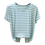 Thermo-Shirt für Damen, lockere Bluse, gestreift, kurzärmelig, für den Sommer, große Größe, um...