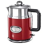 Russell Hobbs Wasserkocher [1,7l, 2400W] Retro Rot & poliertet Edelstahl (Schnellkochfunktion,...