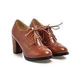 Schnürhalbschuhe Damen Lederschuhe Klassische Elegant Pumps Business Halbschuhe Bequem...