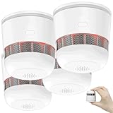 VisorTech Feuer-Rauchmelder: 4er-Set Mini-Rauchwarnmelder mit 10-Jahres-Batterie, 85 dB, Ø 52 mm...